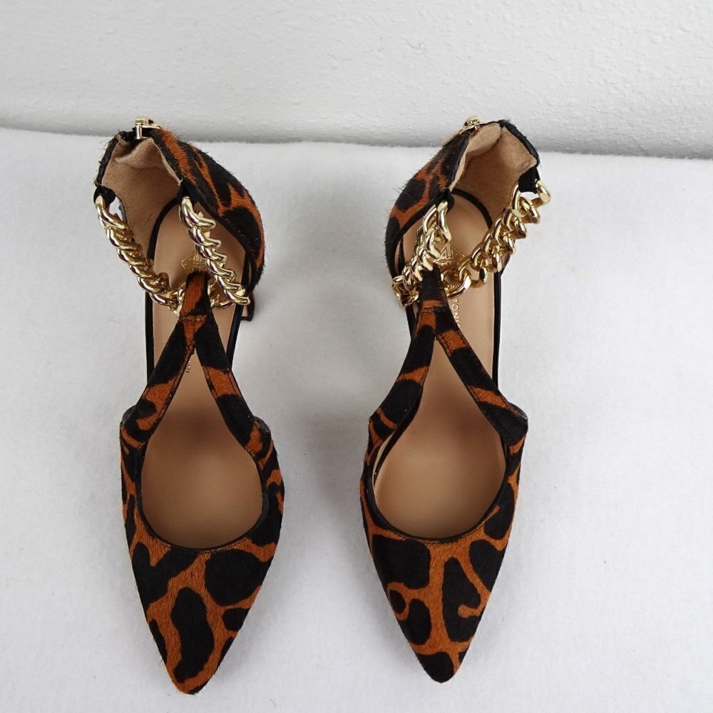 Antonio Melani Pumps Tiaa Animal Print Calf Hair Ankle Chain Size 7.5 - Picture 4 of 10